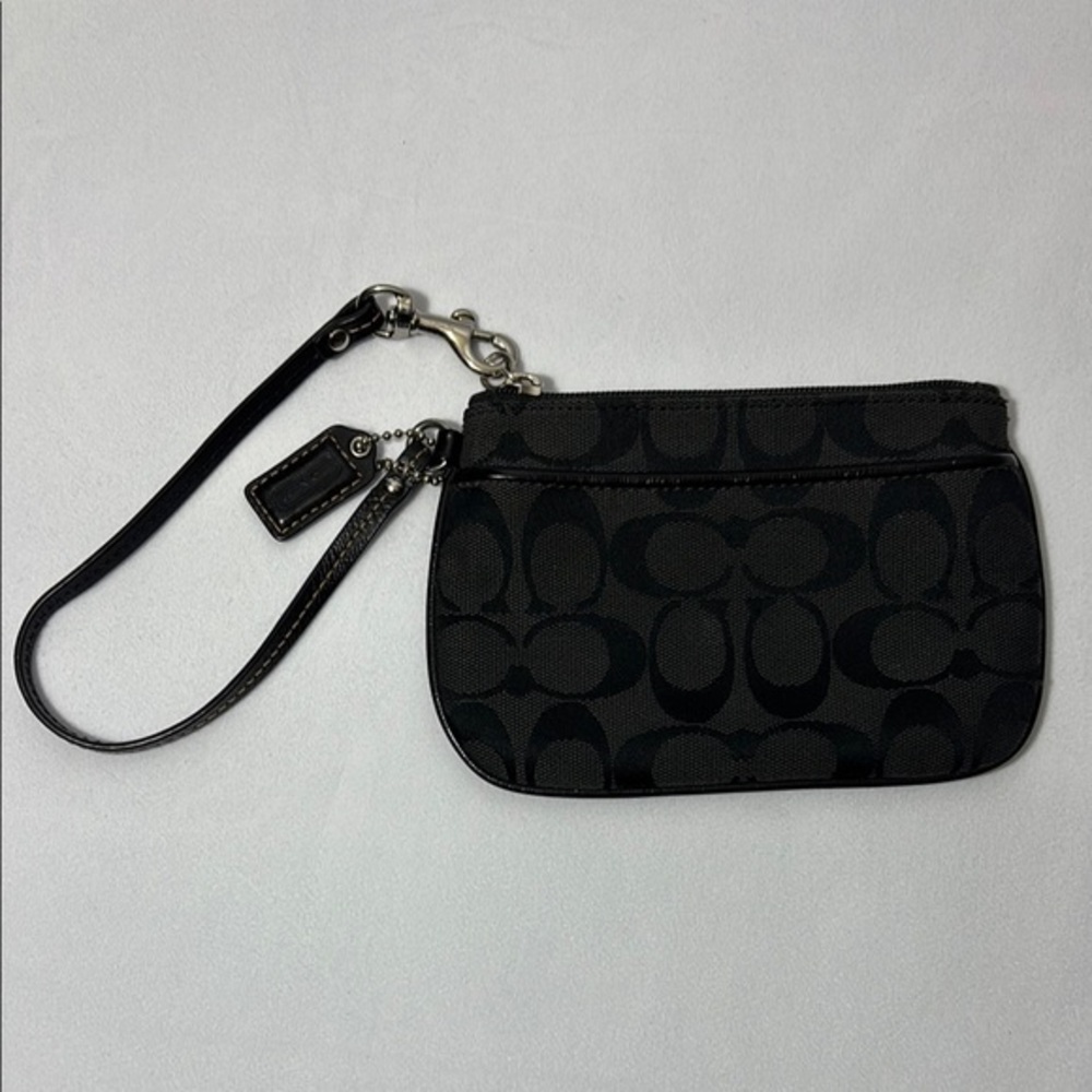 Coach Black Monogram Wristlet Clutch **